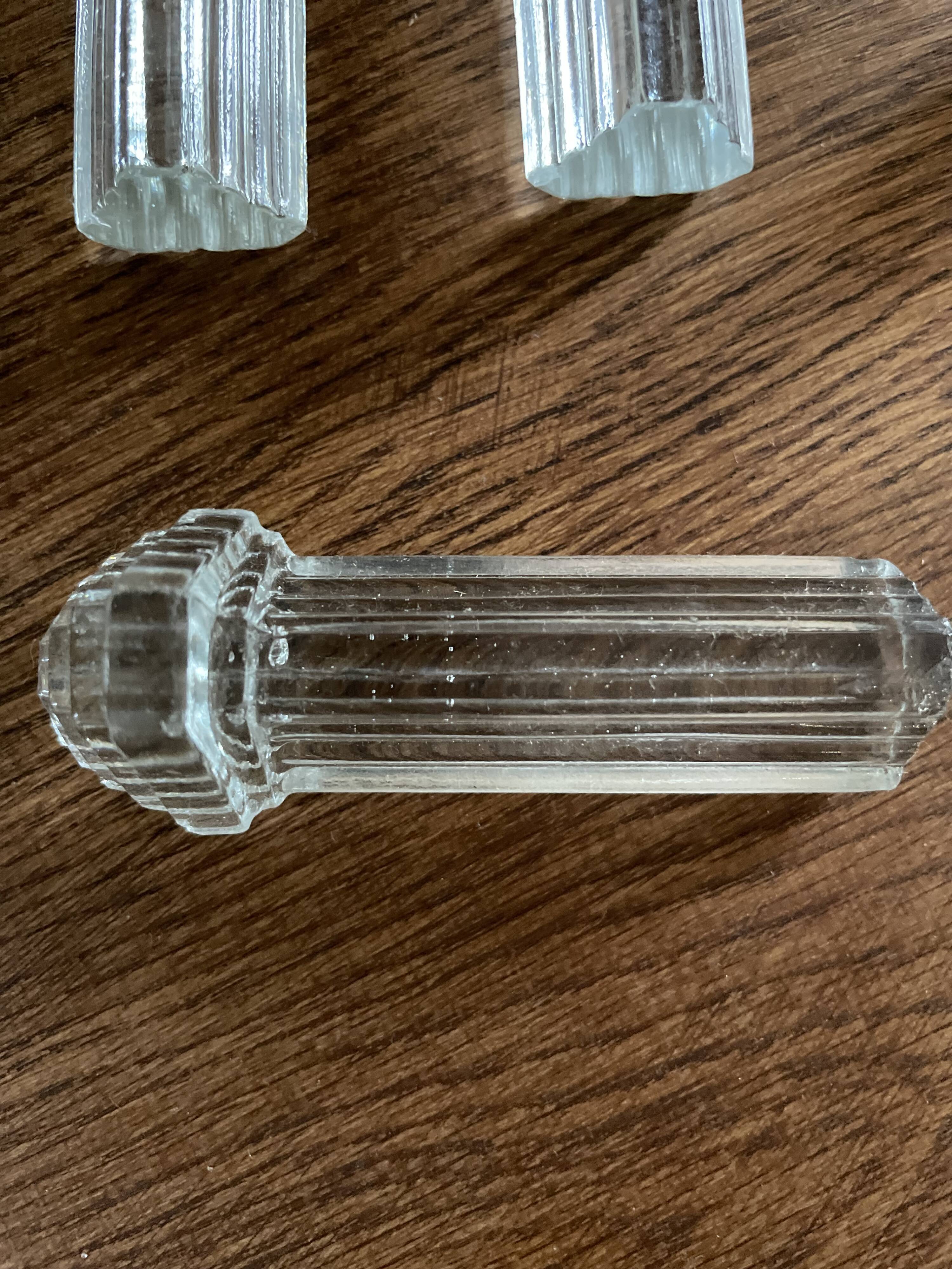 Set of 12 knife doors in vintage art deco glass