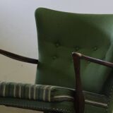 1960s vintage mid-century lounge chair, dark stained oak style of Viggo Boesen