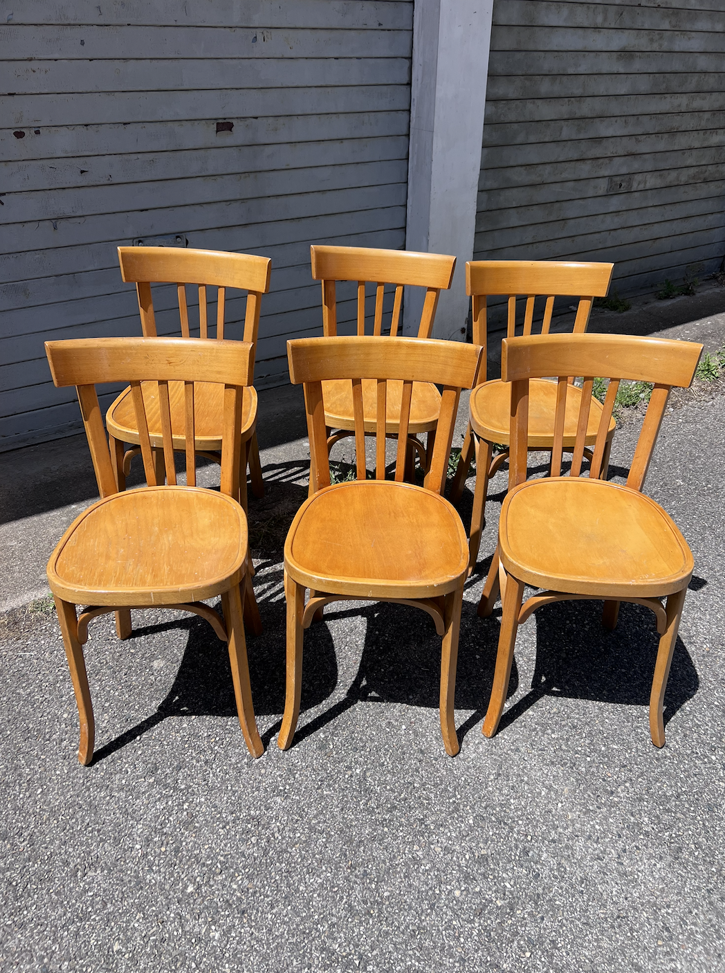 (Lot) 6 chaises Baumann bois clair
