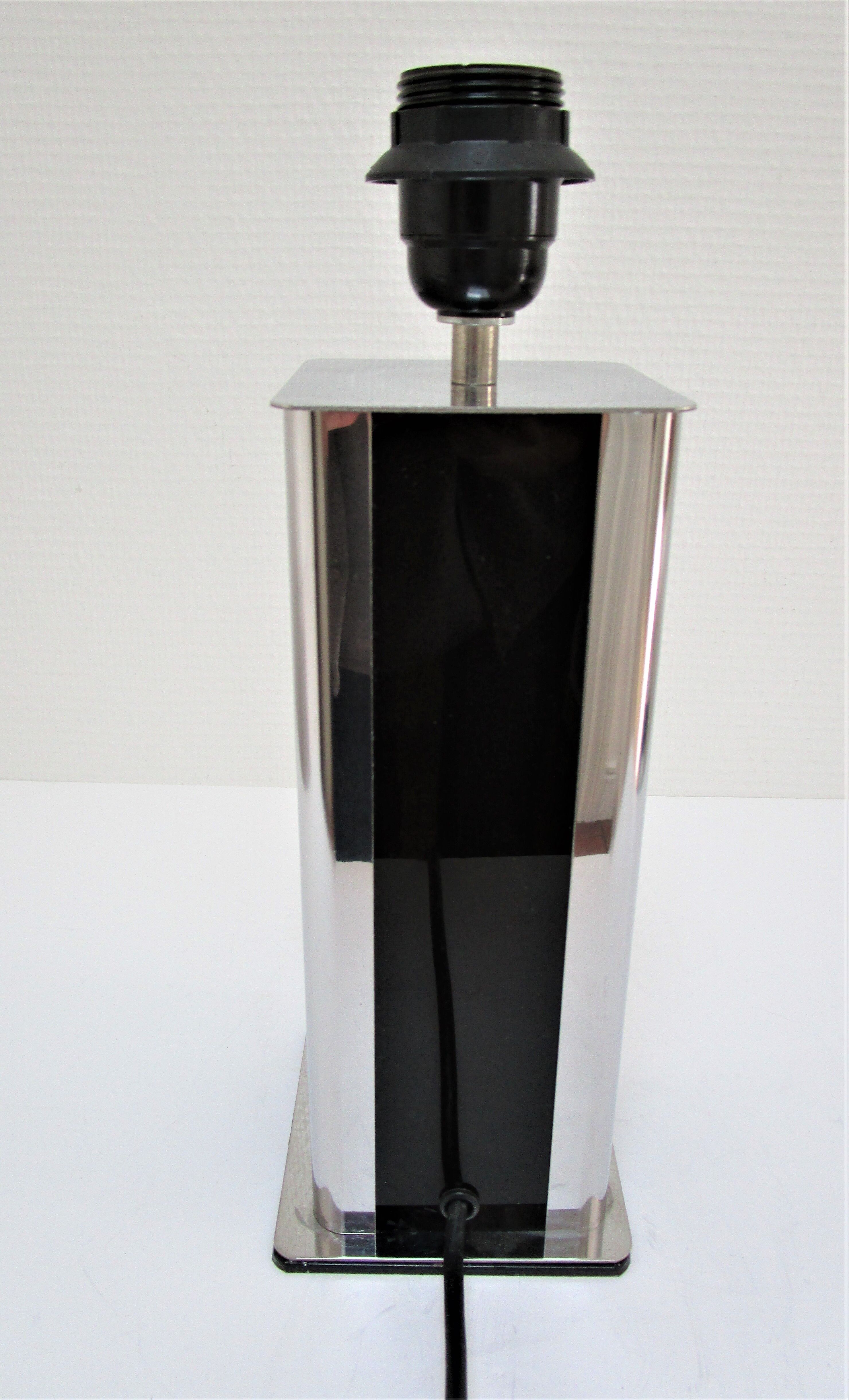 Stainless steel lamp foot and plexiglass black design 70s / 80s