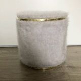 Vintage brass pouf with fur.