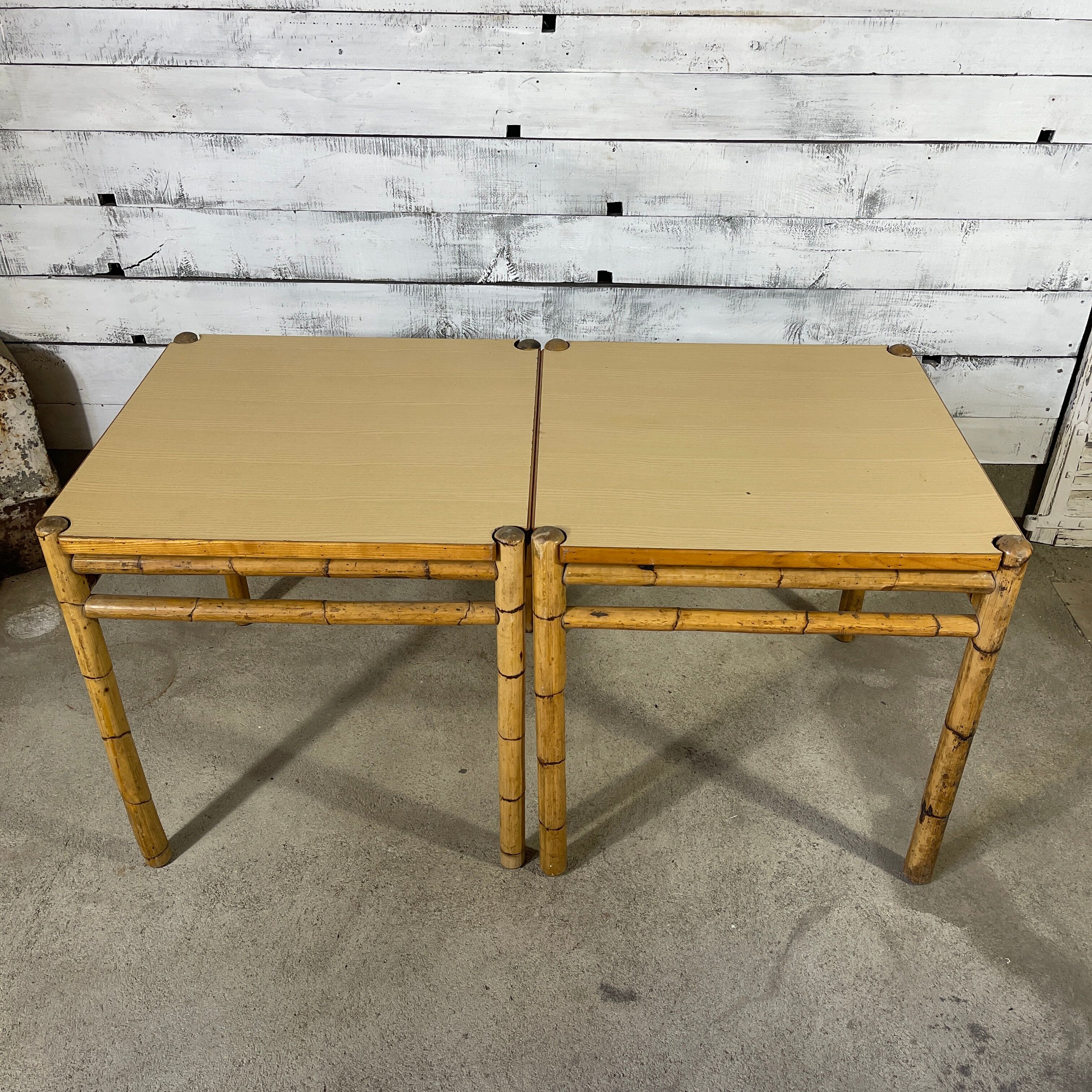Pair of bamboo dining table with formica top