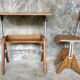Adjustable Modernists desk and children's chair - Ets. Levant & Godefroy - design 1950