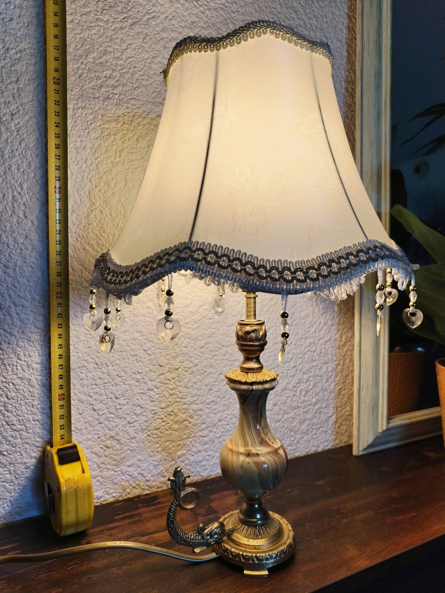 Lampe de table vintage en onyx et laiton, Italie