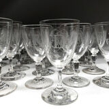Partie de service de verres en cristal, chiffrés “F” ou “D” 40 pièces