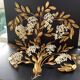 Hans Kogl 2 Vintage Wisteria Floral Wall Sconces with Gold Leaf Finish, 4 Lights