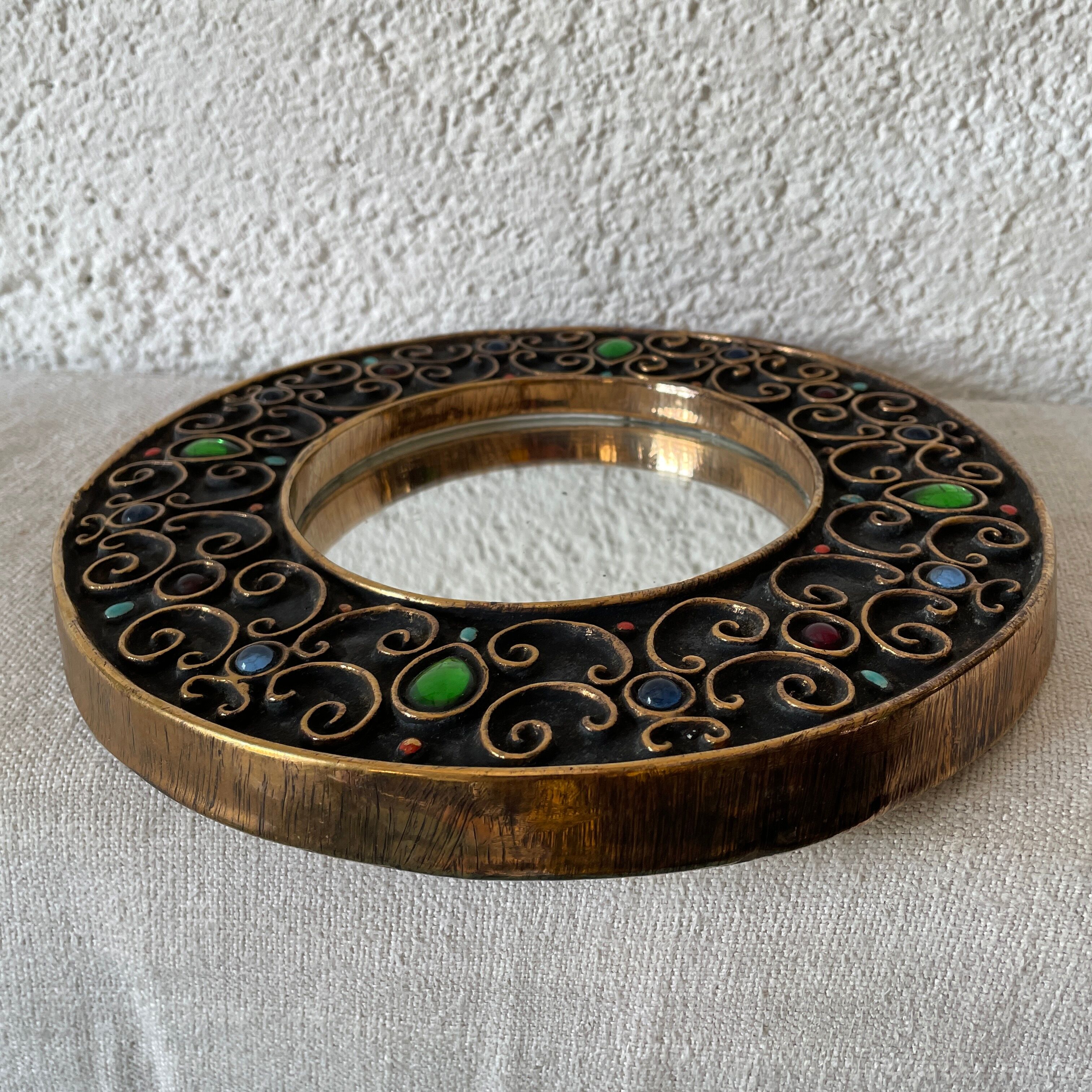 Ceramic mirror design vintage gilded 1960 hendrich thomas