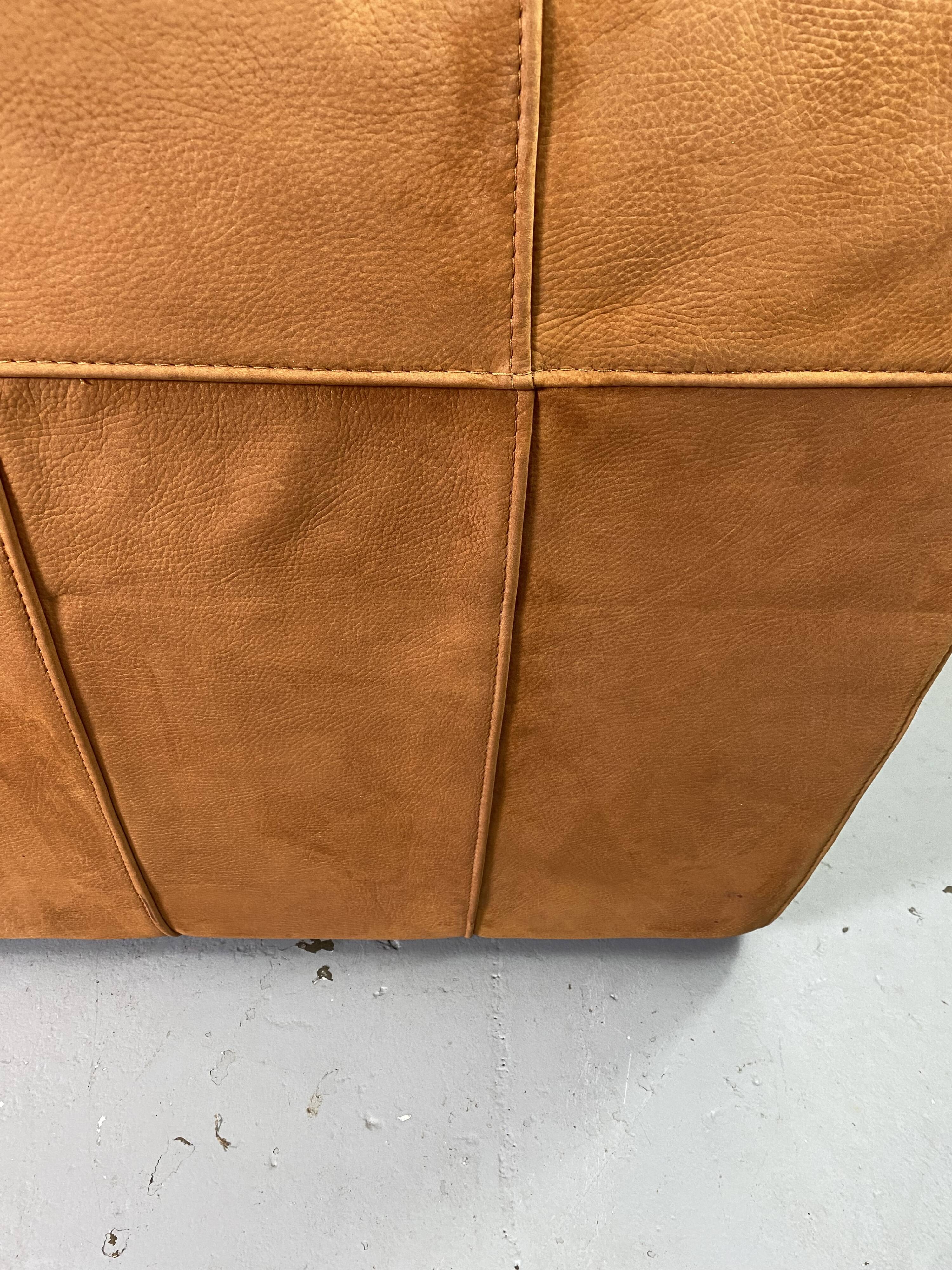 Roche-Bobois brown leather sofa