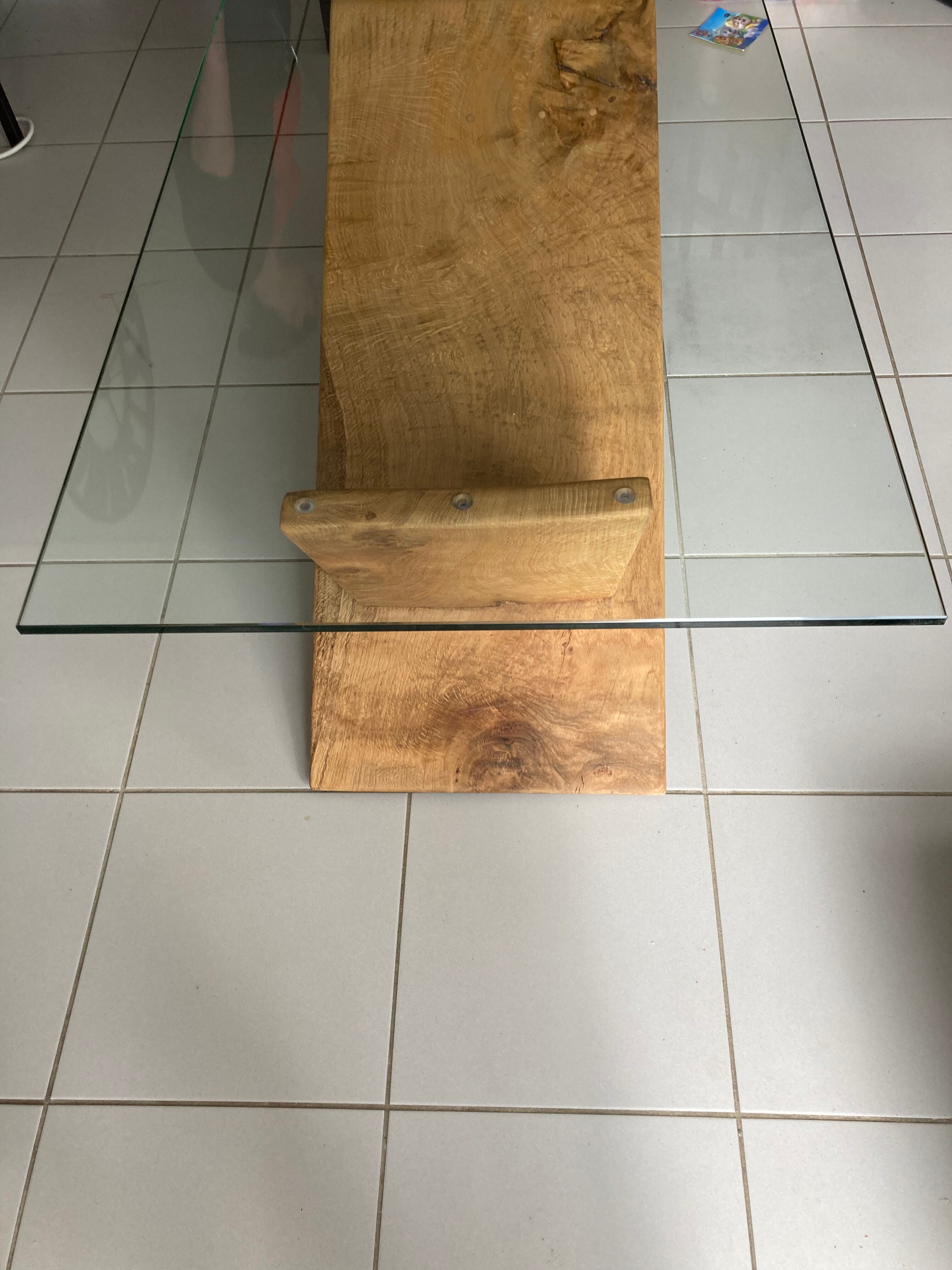 Coffee table glass and chene