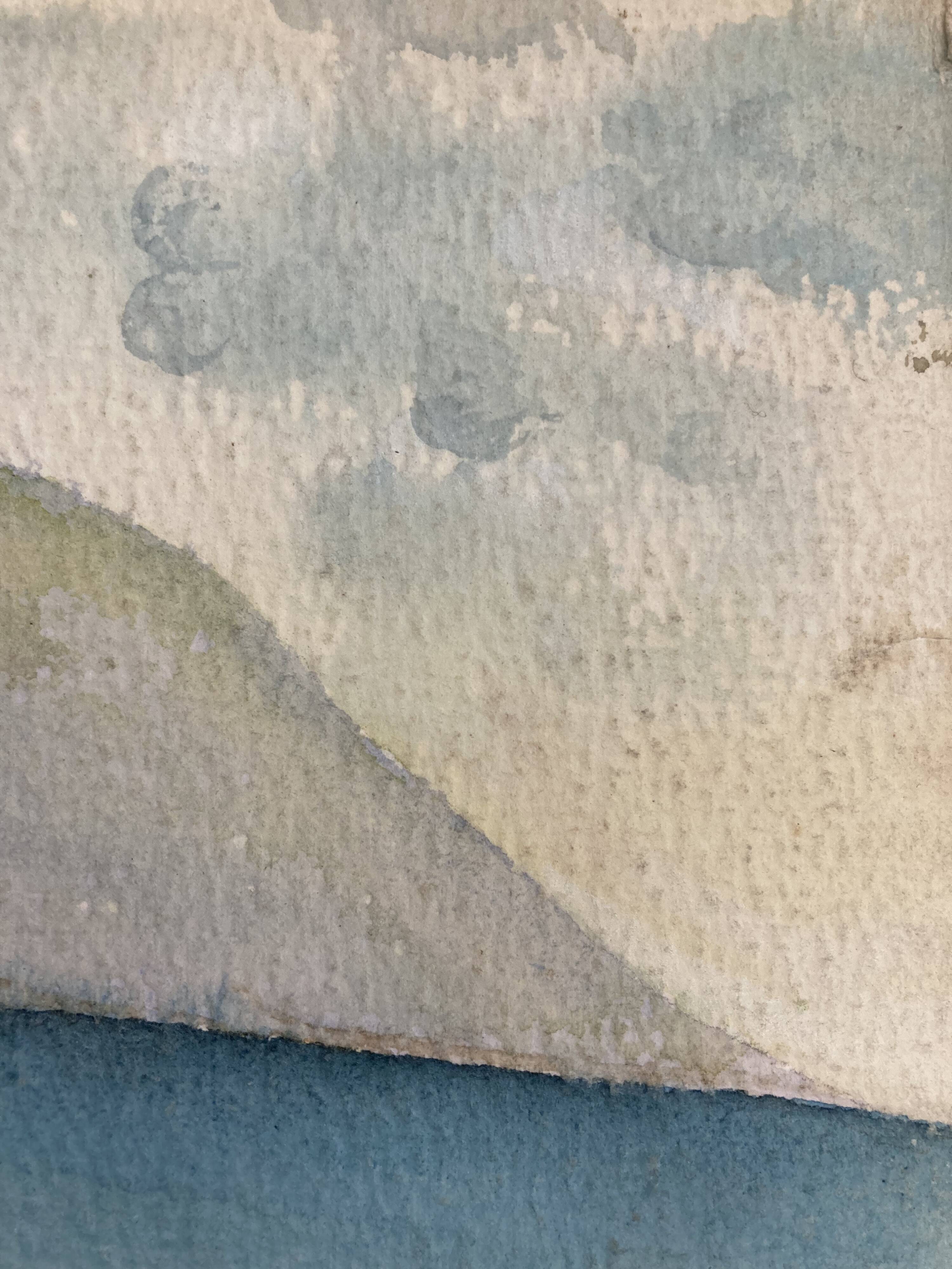 Watercolor seaside landscape recto/verso