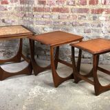 Trundle table in teak and stoneware, g-plan 1960