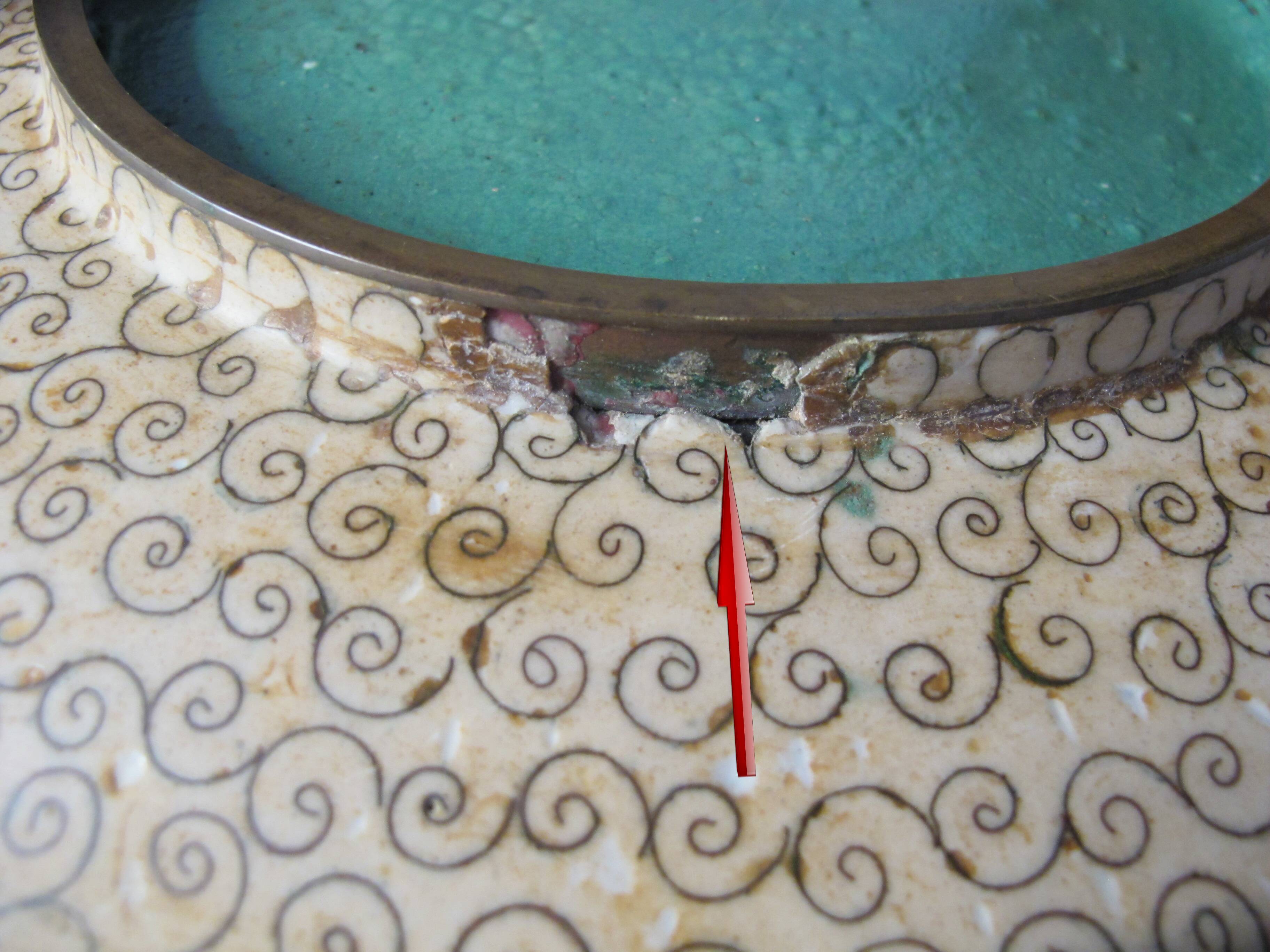 very large Chinese cloisonné enamel dish China 19th century