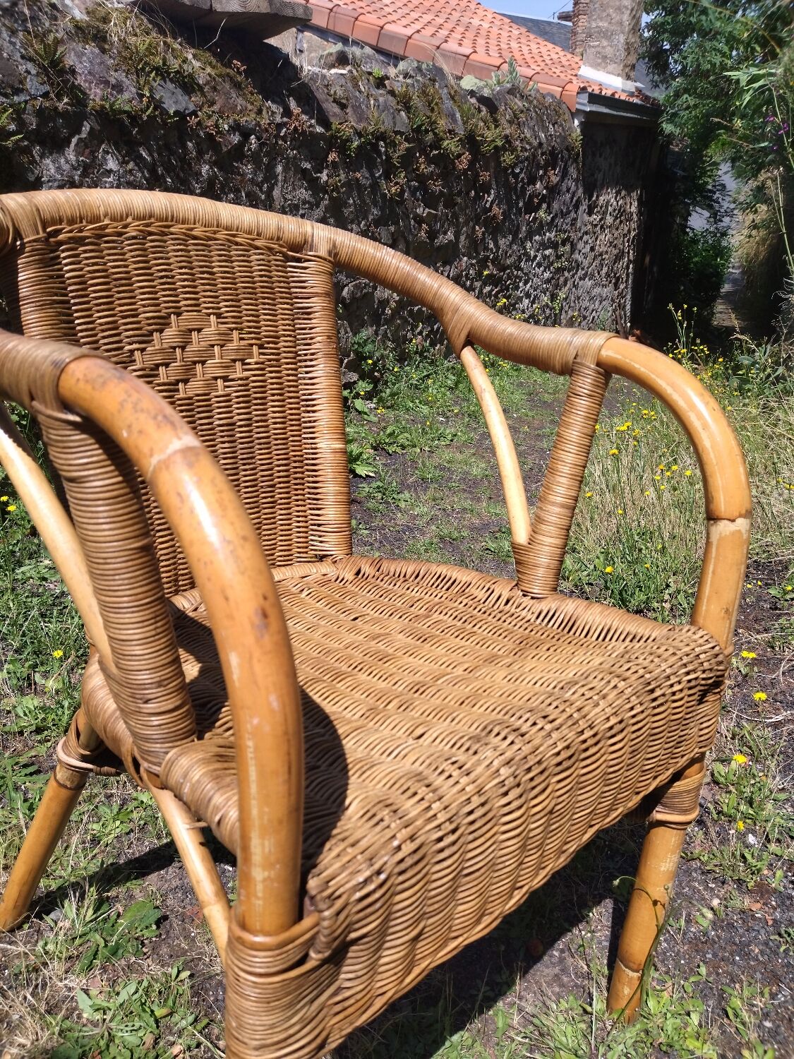 Adult chair wicker and bamboo