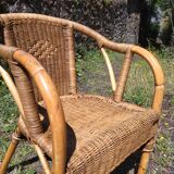 Adult chair wicker and bamboo