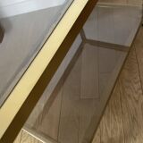 Coffee end table in smoked glass and brass