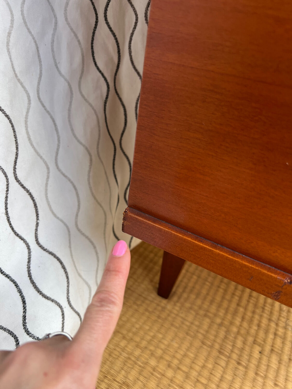 Vintage lacquered wooden chest of drawers