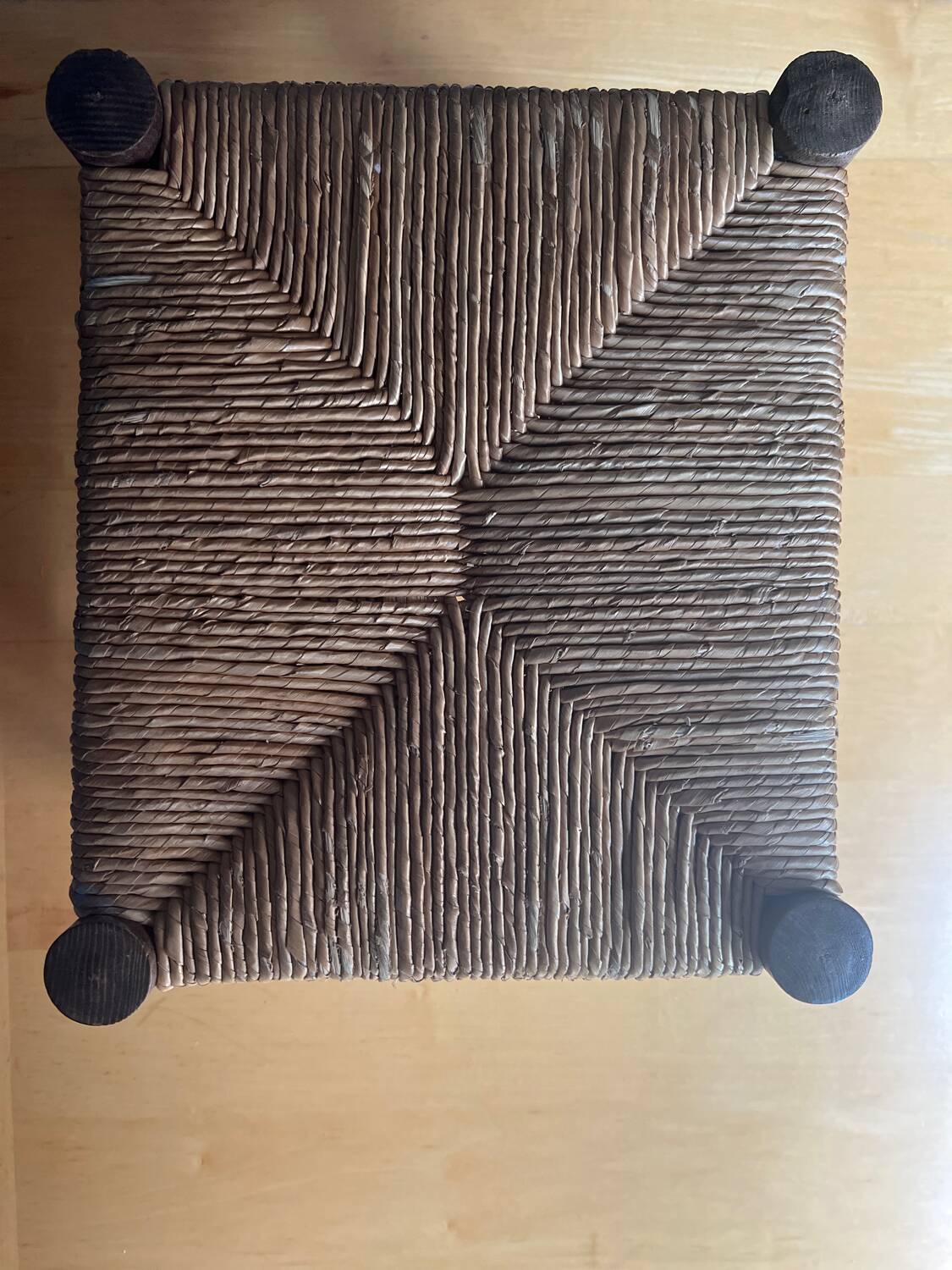 Wooden and straw stool