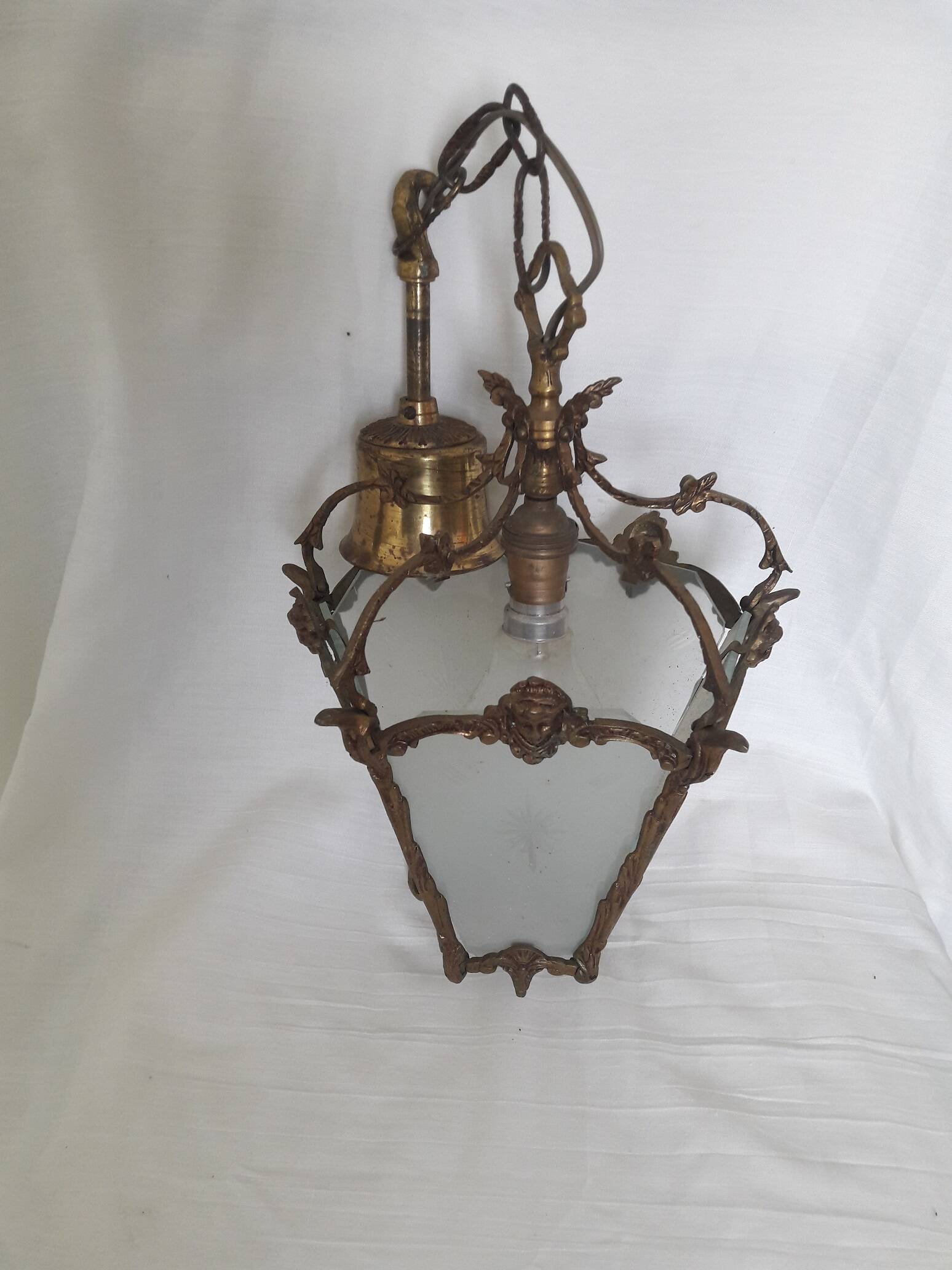 Bronze and glass pendant light