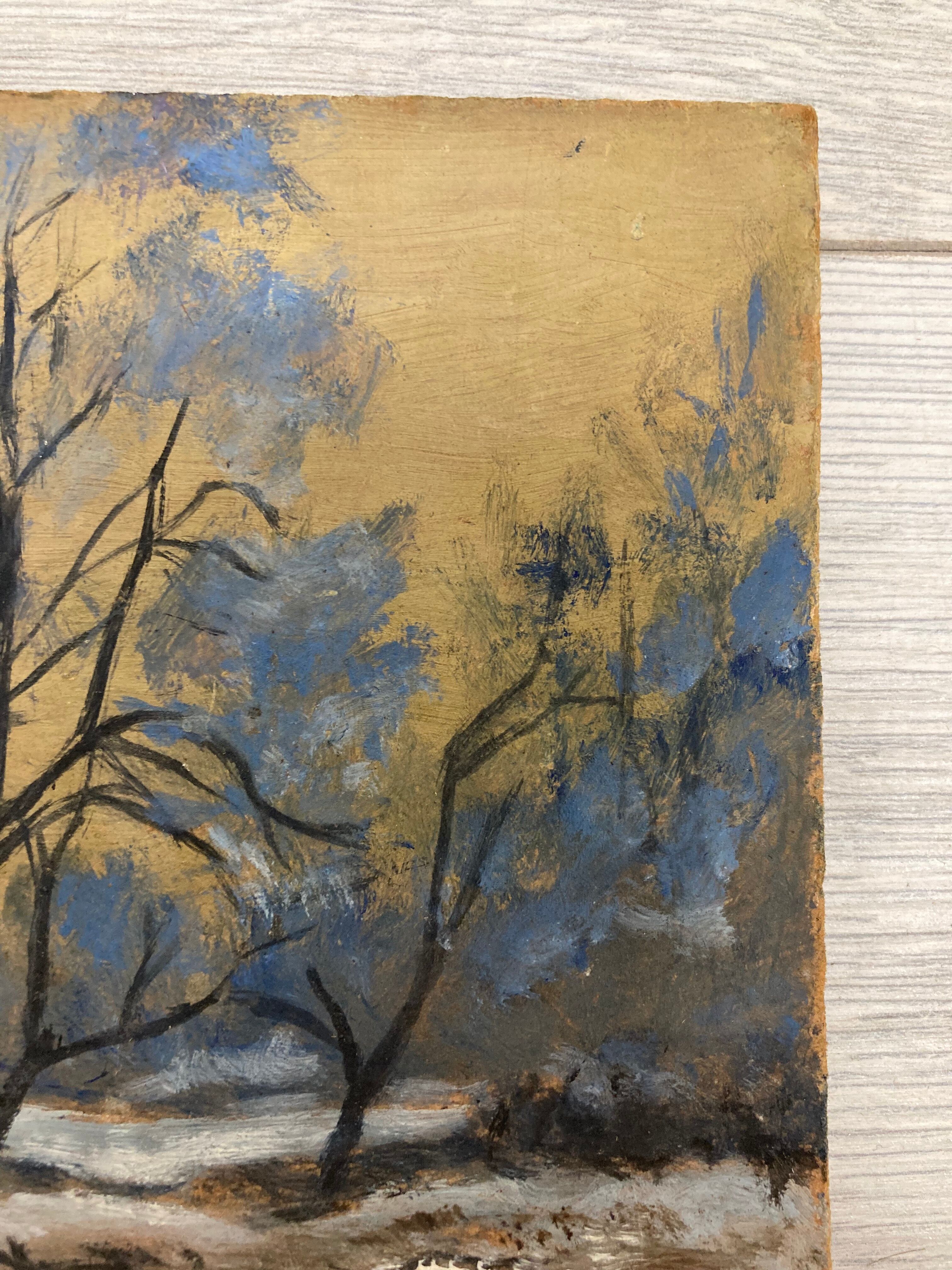 Oil on vintage landscape panel