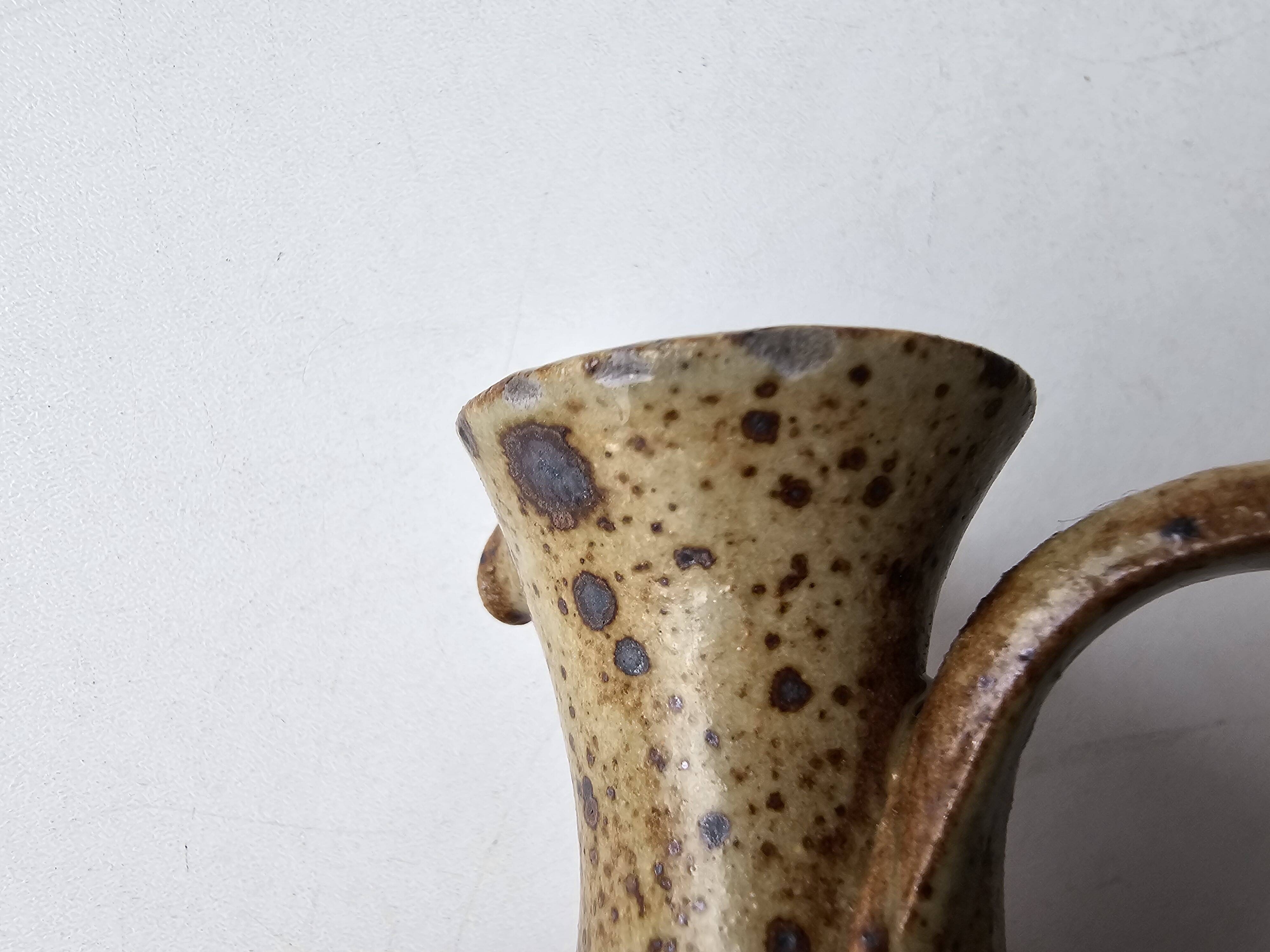 Pyrite stoneware ceramic oil cruet - Signed with pictogram Michel Dumont