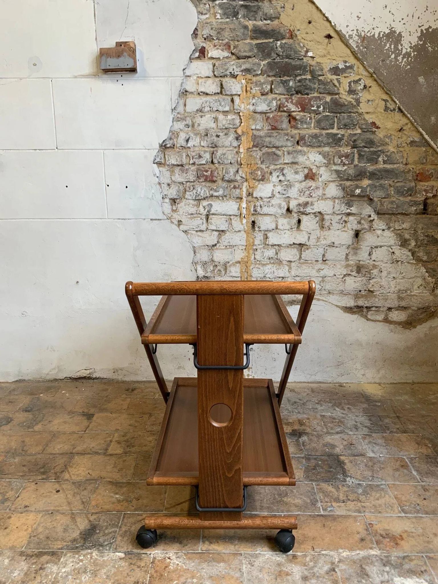 Folding wooden service trolley, 1960