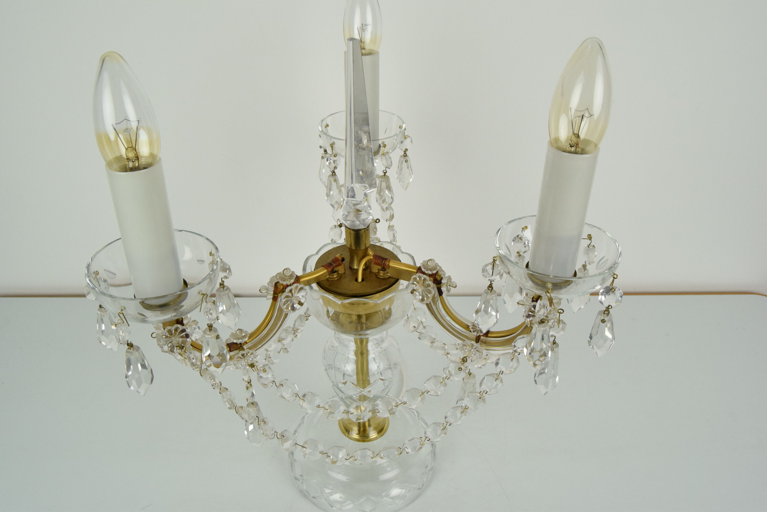 Mid-century Crystal Glass Table Lamp  by kamenicky Senov,1960's.