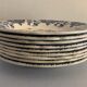 9 assiettes creuses en faïence bleue et blanche de Gien, 1960