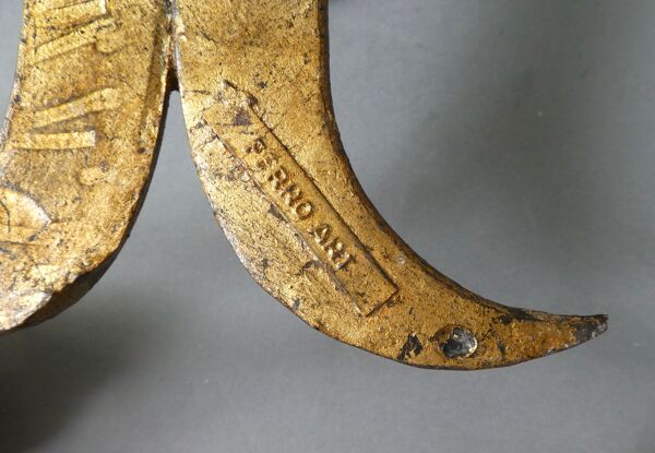 Applique torchère en métal doré Ferro Art années 60/70