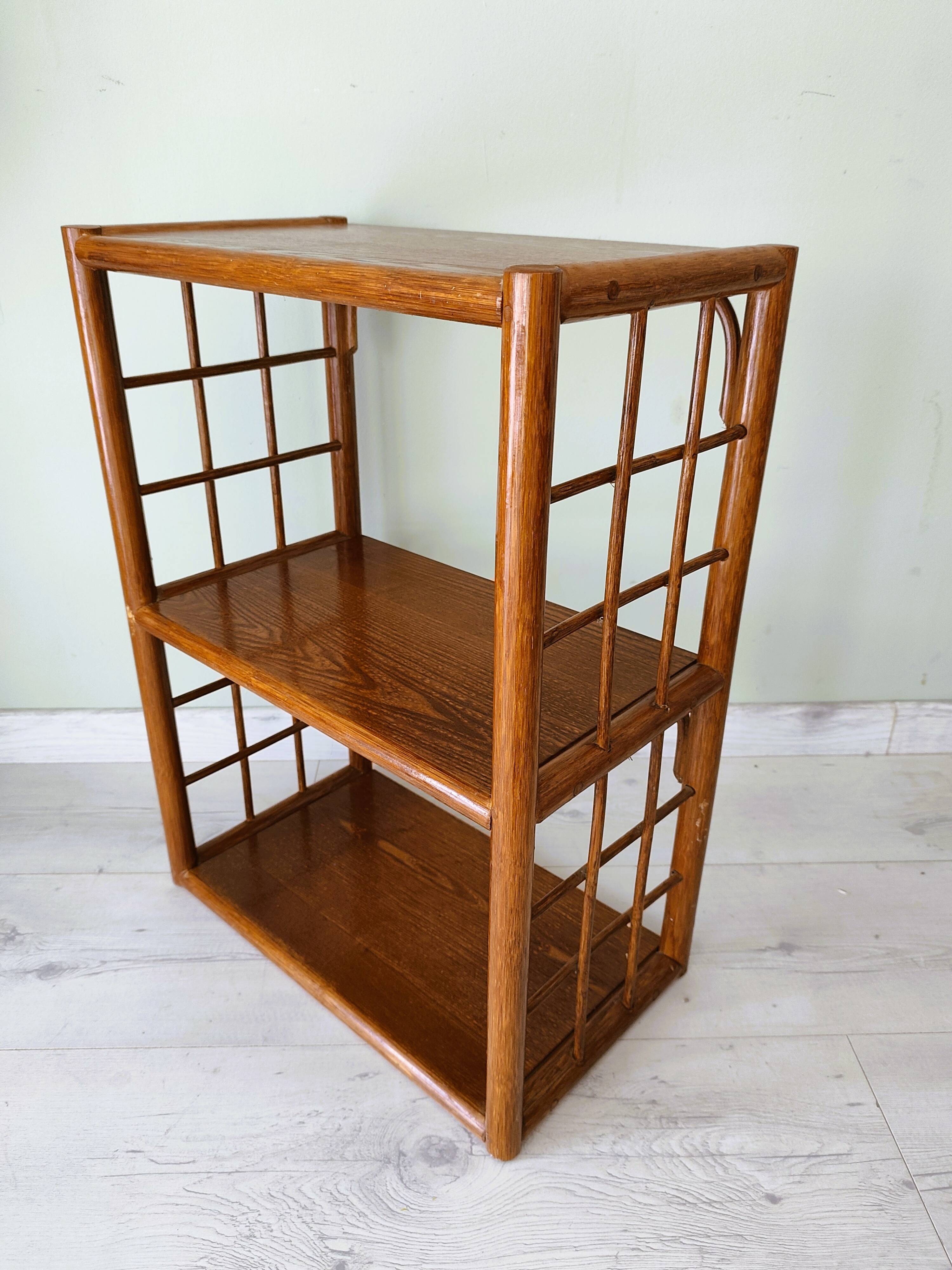 Rattan and wood shelf furniture