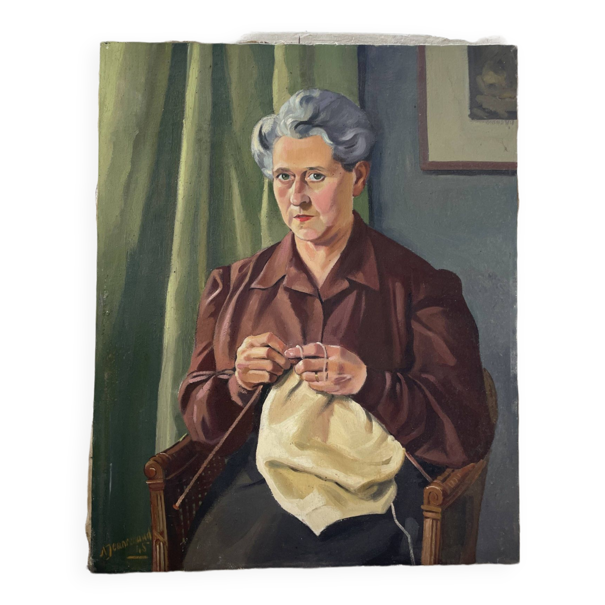 Oil canvas “knitting” 1945
