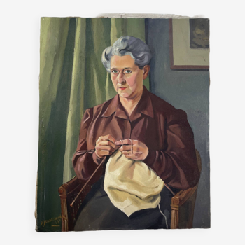 Oil canvas “knitting” 1945