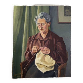 Oil canvas “knitting” 1945