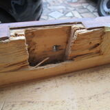 Low art-deco wood and marble chest of drawers