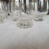10 antique glasses with silver trim – French glassware, around 1950
