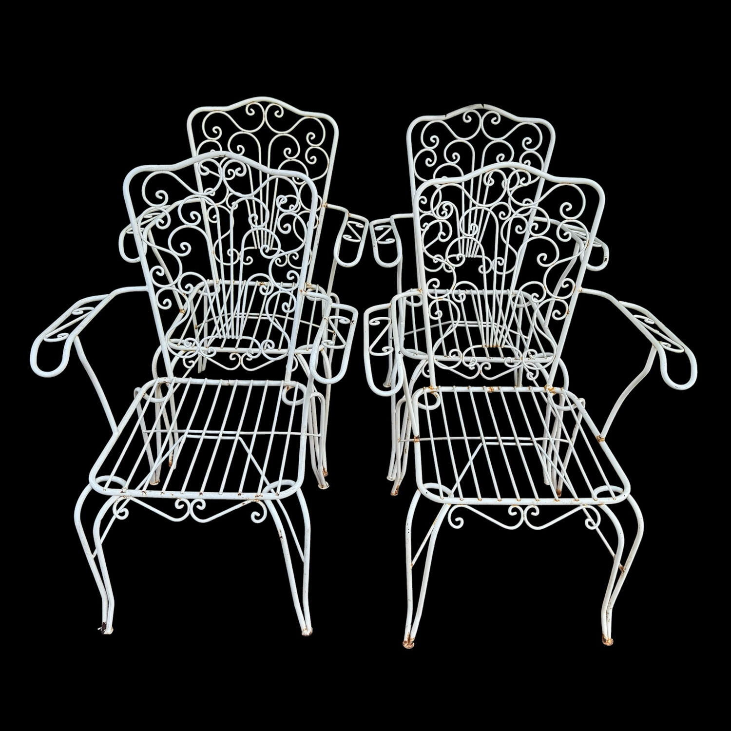 4 Provençal wrought iron armchairs