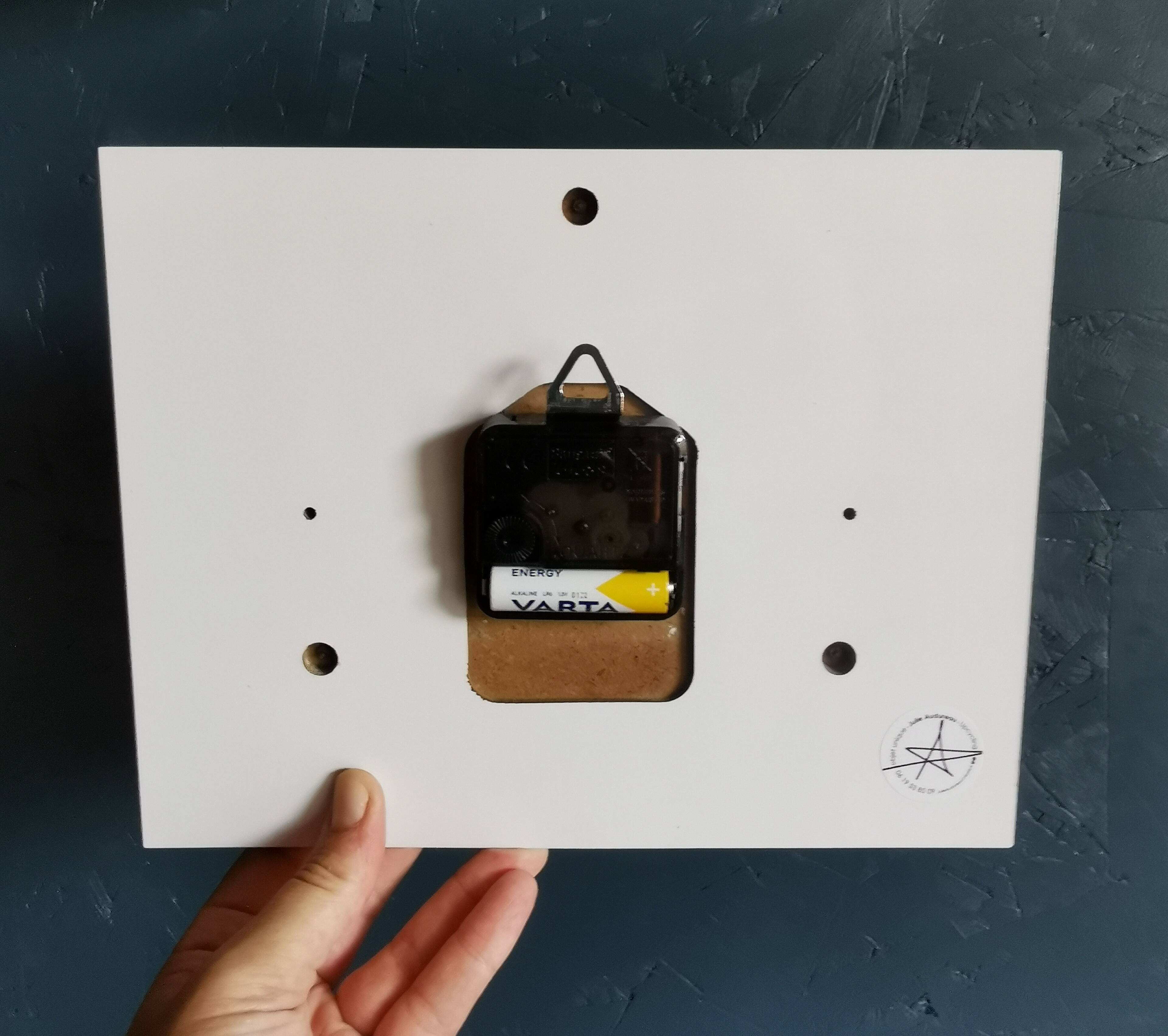 Vintage formica clock rectangular silent wall clock "Jaz golden blue"