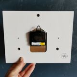 Vintage formica clock rectangular silent wall clock "Jaz golden blue"