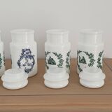 4 opaline apothecary vials