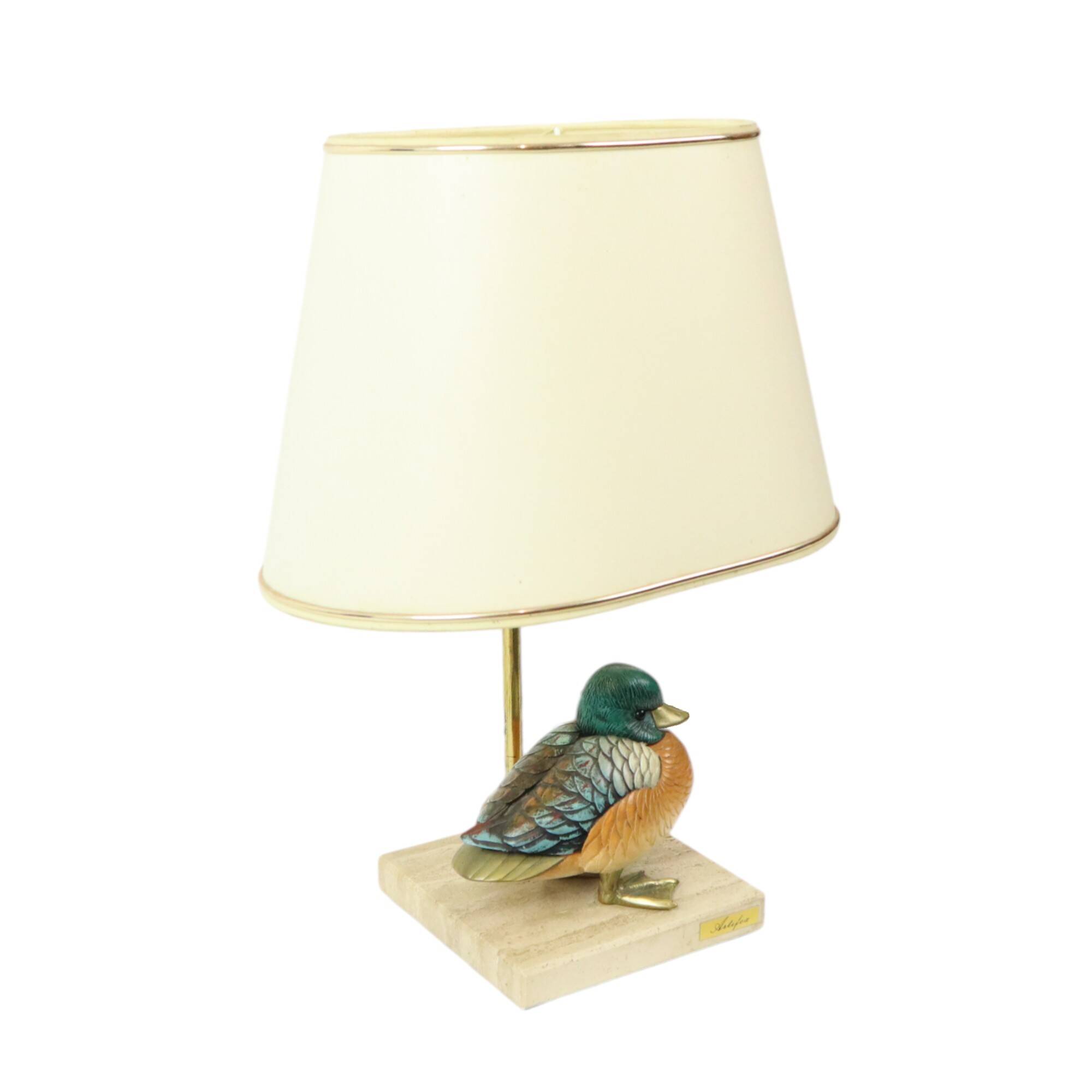 Artiflex Duck Lamp Design Brass Resin Travertine Malevolti