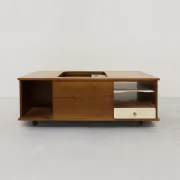 Italian 1970s Wooden Bar Cabinet on Castors