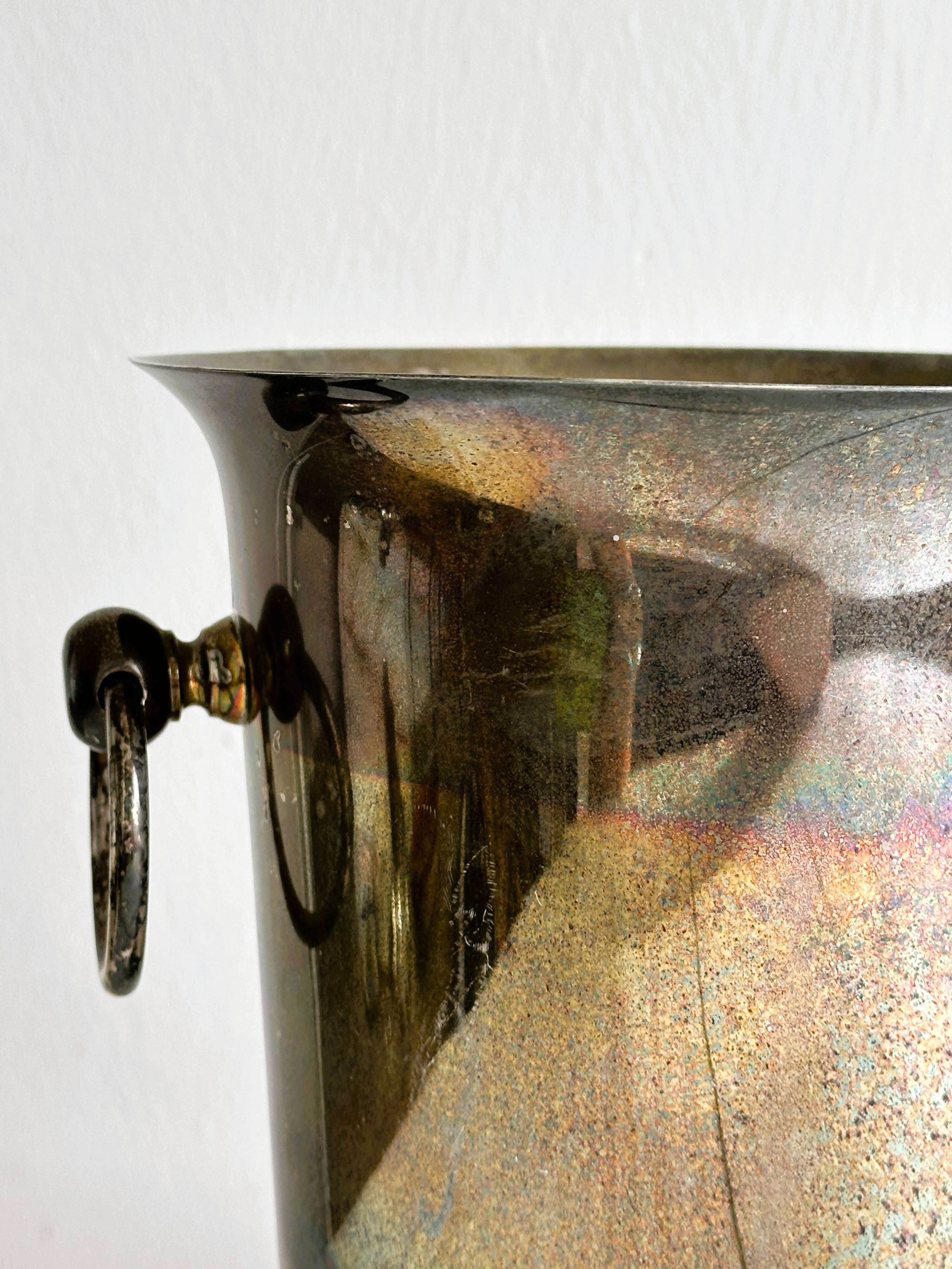 Antique patinated, hallmarked champagne bucket