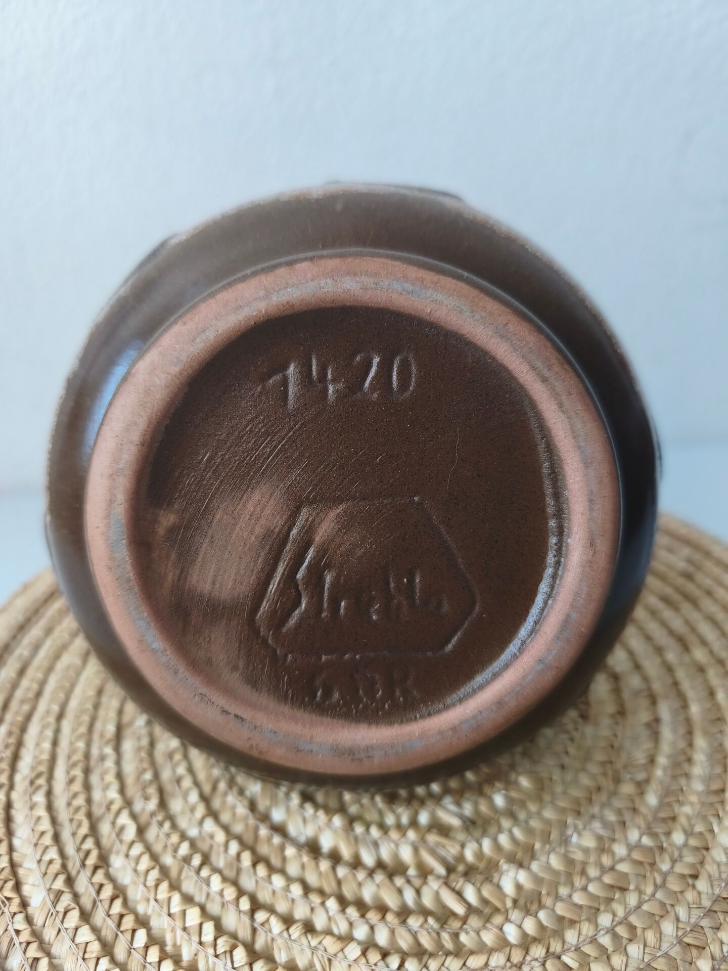 Vintage Strehla round vase, ceramic, East Germany, 1960s/70s