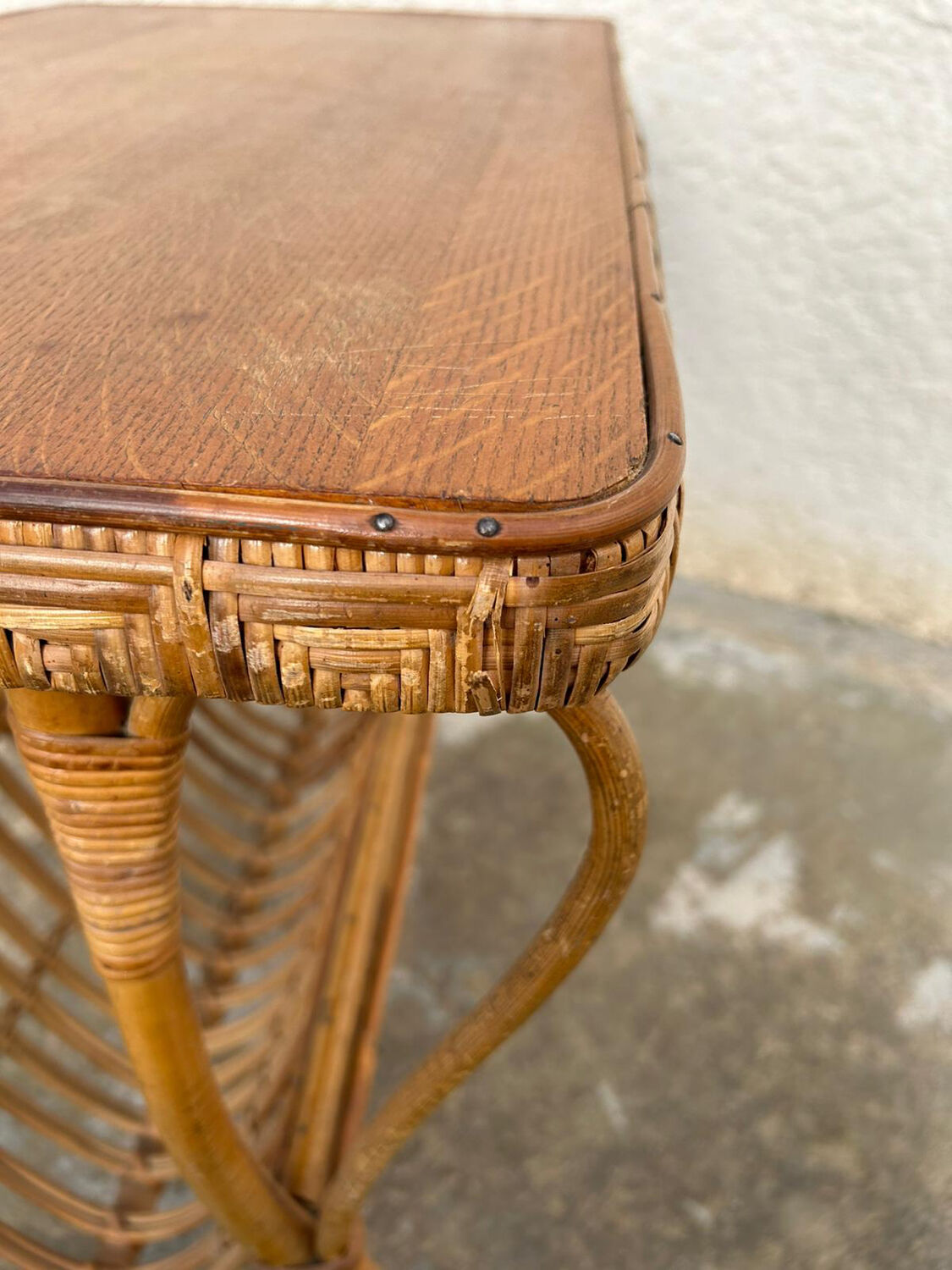 Vintage rattan magazine table