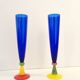 Pair of Blue Murano Glass Flutes by Bisazza & Rotella, Italy 2000