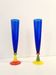 Pair of Blue Murano Glass Flutes by Bisazza & Rotella, Italy 2000