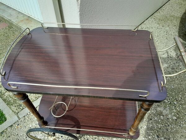 Servante desserte a roulante vintage laiton