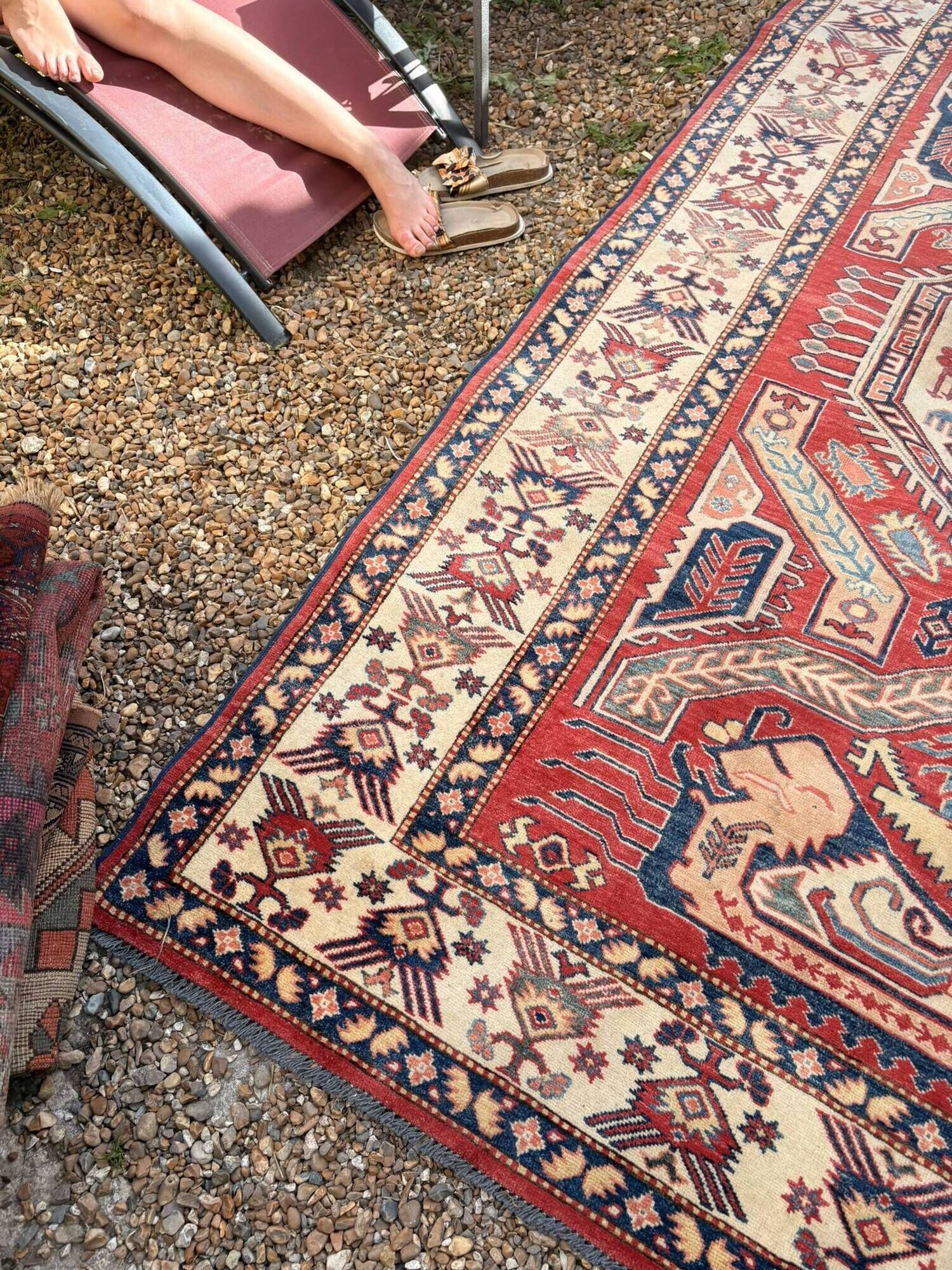 Antique Caucasian Shirvan carpet from the late 19th century, handmade wool, 183x275cm.