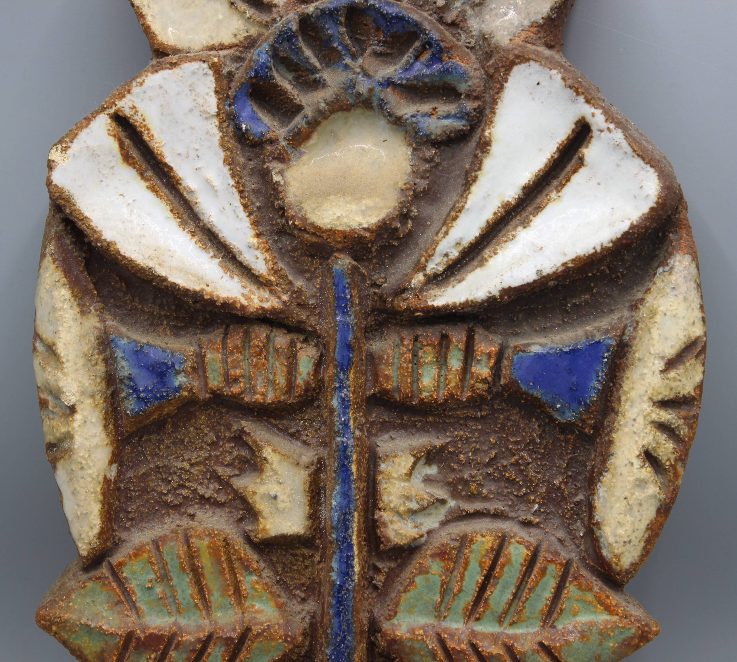 Enameled stoneware wall plaque - the argonauts - vallauris design circa 1950 1960