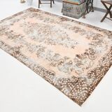 Tapis Vintage Floral Classique Fait Main 5x9 Marron Beige, 167x283Cm SK 5465