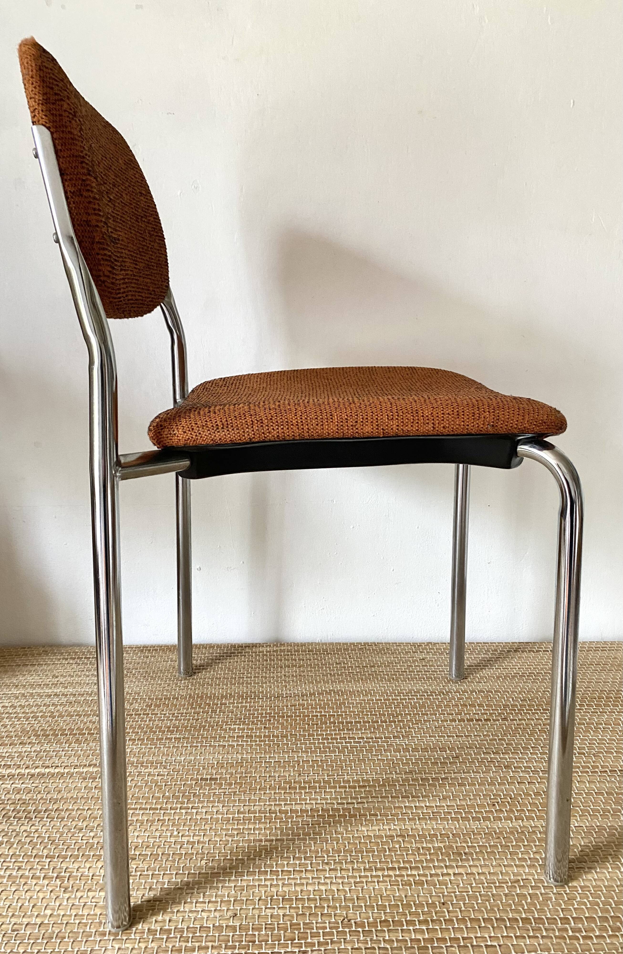 Pair of vintage Eurosit chairs, chrome and tweed, 1970s